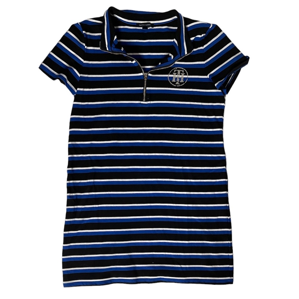 Tommy Hilfiger Blue Striped Polo Shirt Square MIDI Dress Women’s Medium